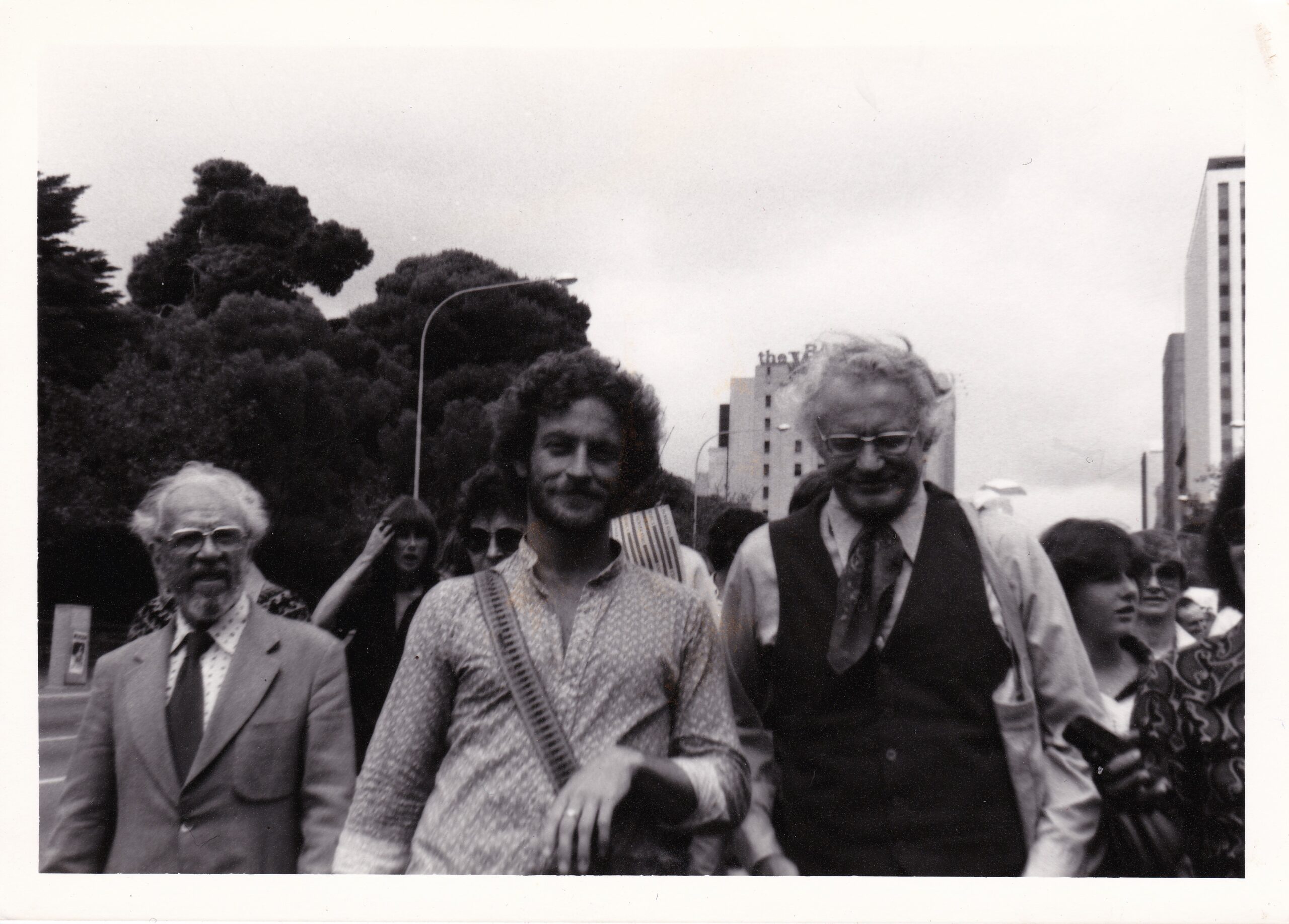 John Stokes and Robert Bly march with the Pitjantjara- Adelaide, 1978.
